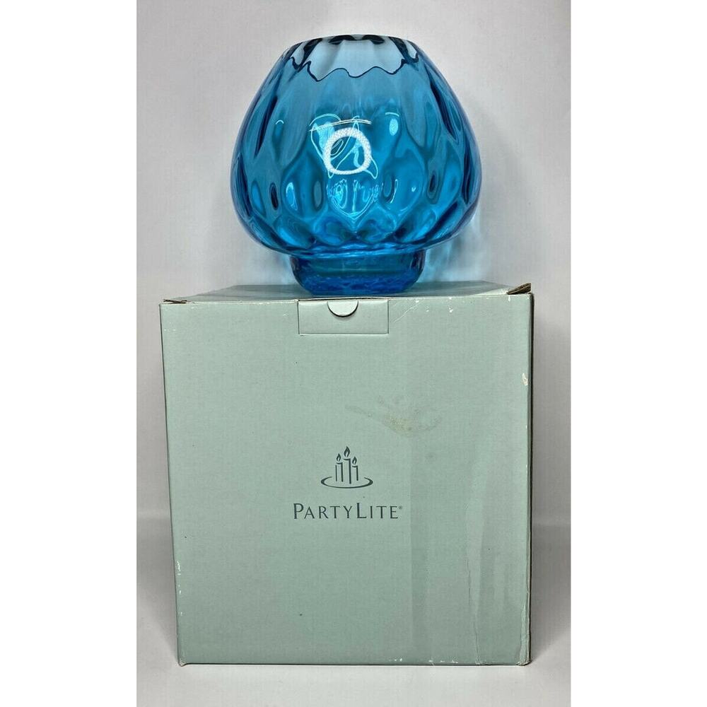 PartyLite Blue Waves Candle Holder Retired NIB P13E/P9916